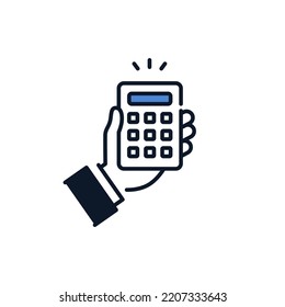 Simple icon material of a businessman with a calculator