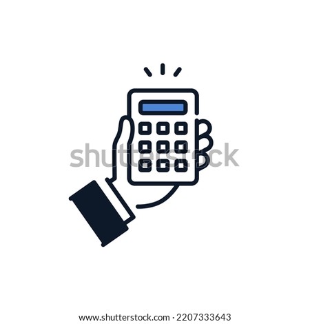 Simple icon material of a businessman with a calculator