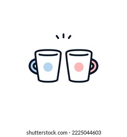 Simple icon material of pair mug cup