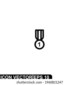 Einfaches Bilddesign für Medal-Vektorgrafiken. Outline-Stil, schwarze, solide Farbe.