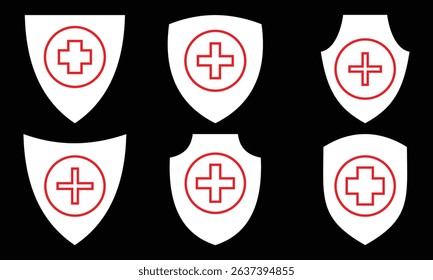 Simple icon of medical shield in flat style. Immune system concept. 