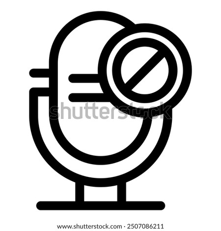 Simple icon of a microphone with a slash over it, representing censorship, muting, or silencing