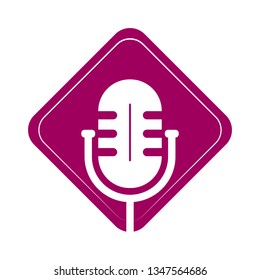 Simple icon with microphone squared, for websites and apps, flat design 