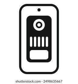 Simple icon of a modern intercom system displaying access control buttons