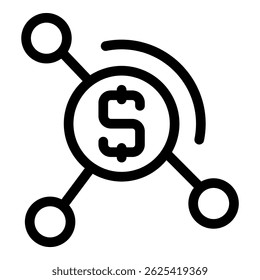 Simple icon of a money circulation system connecting three points