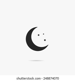 Simple icon moon with stars.