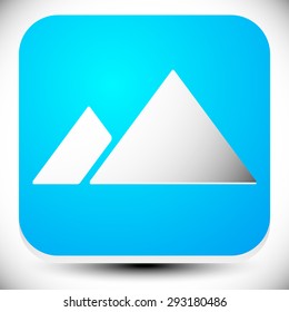 Simple icon with mountain peak symbol, two mountains.