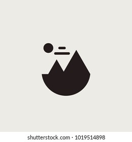 Simple icon of mountains landscape