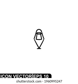 Simple Icon Muslimah Location Vector Illustration Design. Outline Style, Black Solid Color.