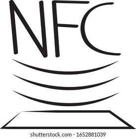 Simple icon of NFC technology. Display or card with wireless waves. Wireless payment by card or smartphone. Technology for easy and quick payment in stores. Element for design, decoration, banners.