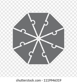 Simple icon octagon puzzle in gray. Simple icon octagon puzzle of the eight elements. Flat design. Vector illustration EPS10.