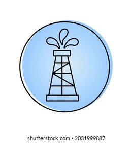 Icono simple Plataforma de aceite, instalación, fondo azul y blanco. Industria petrolera. Logotipo detallado del petróleo. Señales y símbolos para sitios web, página web, aplicación móvil. Ilustración del vector