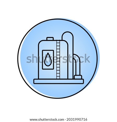 Simple icon Oil storage tank, blue and white background. Drop of oil. Oil Industry. Detailed logo petroleum. Signs and symbols for websites, web page, mobile app. Vector illustration	