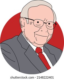simple icon old man businessman creative iconic unique style concept design line art, Warren Edward Buffett American business magnate, philanthropist. CEO Berkshire Hathaway, successful investors