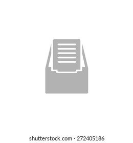 Simple icon open box with documents.