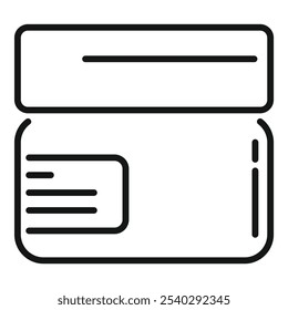 Simple icon of an open plastic container with a blank label, perfect for storing food