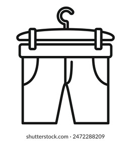 Icono simple de pantalones en una percha, que representa la industria de la ropa al por menor
