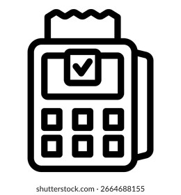 Simple icon of a payment terminal showing a successful transaction on the screen