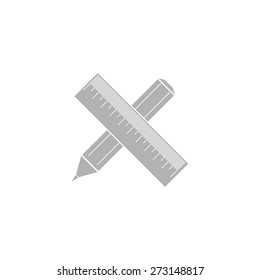 Simple icon pencil with a ruler.
