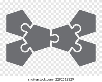 Einfaches Pentagon-Puzzle auf Grau. Einfaches Icon-Puzzle der sechs Elemente auf transparentem Hintergrund für Ihr Webseitendesign, App, UI. EPS10.