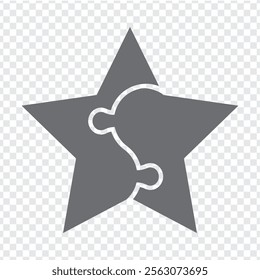 Simple icon pentagonal star puzzle in gray. Simple icon pentagonal star puzzle of the two elements  on transparent background for your web site design, app, UI. EPS10.