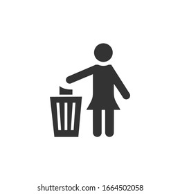 simple Icon people women throw garbage
