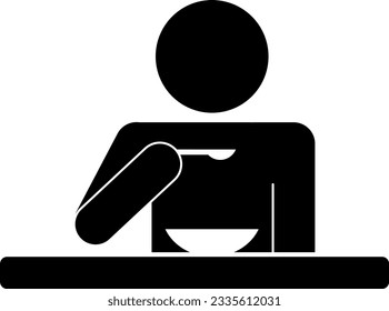 simple icon of a person eating with a spoon