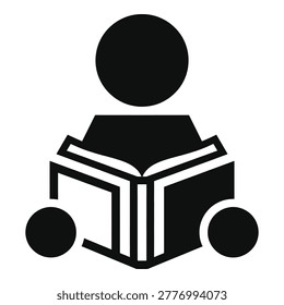 Simple icon of a person reading a book sitting down icon
