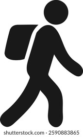 Simple Icon of a Person Walking with a Backpack