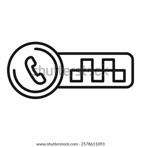 Simple icon of a phone calling a taxi, representing the concept of ordering a taxi service online