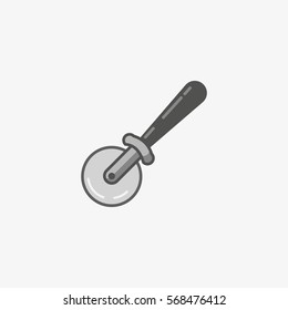 Simple icon of pizza cutter knife in flat style. Steel kitchenware equipment.Vector illustration
