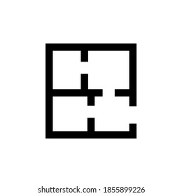 Simple icon Plan apartment top view. Vector illustration