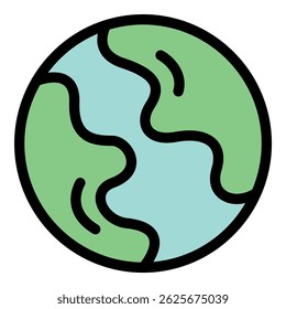 Simple icon of planet earth representing continents and oceans