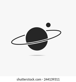 A simple icon of the planet with the satellite.