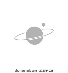 A simple icon of the planet with the satellite.