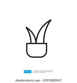 Simple Icon of a Plant in a Pot Representing Minimalist Nature Design and Indoor Decoration with Green Leaves