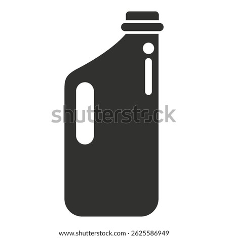 Simple icon of a plastic detergent bottle, featuring a handle and measuring lines