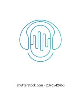 Simple icon podcast logo design. Modern minimal podcast radio logo vector design.