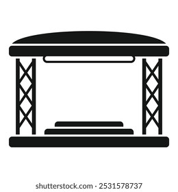 Ícone simples de um pódio com um toldo, ideal para representar eventos ao ar livre