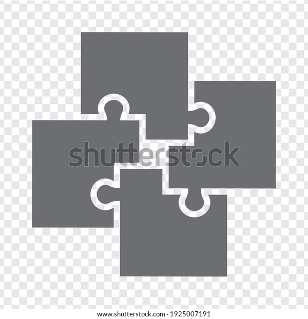 Simple icon of polygon puzzle in grey. 
Simple icon puzzle of the four elements on transparent background
for your web site design, logo, app, U.
EPS10.