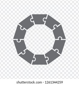 Simple icon polygonal puzzle in gray. Simple icon polygonal puzzle of the ten elements on transparent background. Flat design. Vector illustration EPS10. 