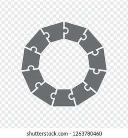 Simple icon polygonal puzzle in gray. Simple icon polygonal puzzle of the eleven elements on transparent background. Flat design. Vector illustration EPS10. 