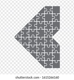 Icono simple puzzle poligonal en gris. Icono simple puzzle poligonal de los treinta y seis elementos sobre fondo transparente. Rompecabezas del planeta