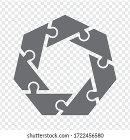 Simple icon polygonal puzzle in gray. Simple icon heptagon puzzle of the seven elements  on transparent background for your web site design, app, UI. Flat design. EPS10.