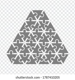 Simple icon polygonal puzzle in gray. Simple icon polygonal puzzle of the thirty three elements on transparent background.  Vector illustration EPS10. 