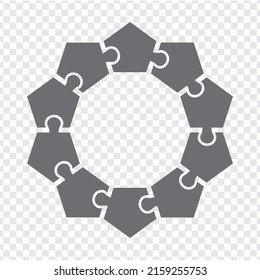 Sencillo rompecabezas poligonal en gris. Sencillo rompecabezas de icono pentágono de los diez elementos sobre fondo transparente para el diseño de tu sitio web, aplicación, interfaz de usuario. EPS10.