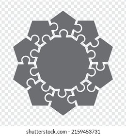 Sencillo rompecabezas poligonal en gris. Sencillo rompecabezas del pentágono de iconos de los diez elementos y centrar en fondo transparente para el diseño de su sitio web, aplicación, interfaz de usuario. EPS10.