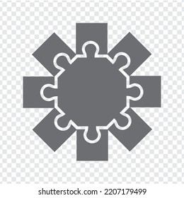 Simple icon polygonal puzzle in gray. Simple icon octagon puzzle of the eight elements  on transparent background for your web site design, app, UI. EPS10.