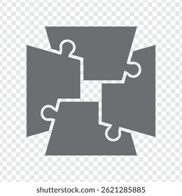 Simple icon polygonal puzzle in gray. Simple icon puzzle of the four elements  on transparent background for your web site design, app, UI. EPS10.