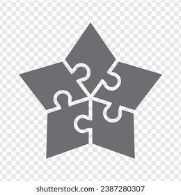 Icono simple del rompecabezas poligonal en gris.  Sencillo rompecabezas de iconos de los cinco elementos sobre fondo transparente para el diseño de su sitio web, logotipo, aplicación, U. EPS10.